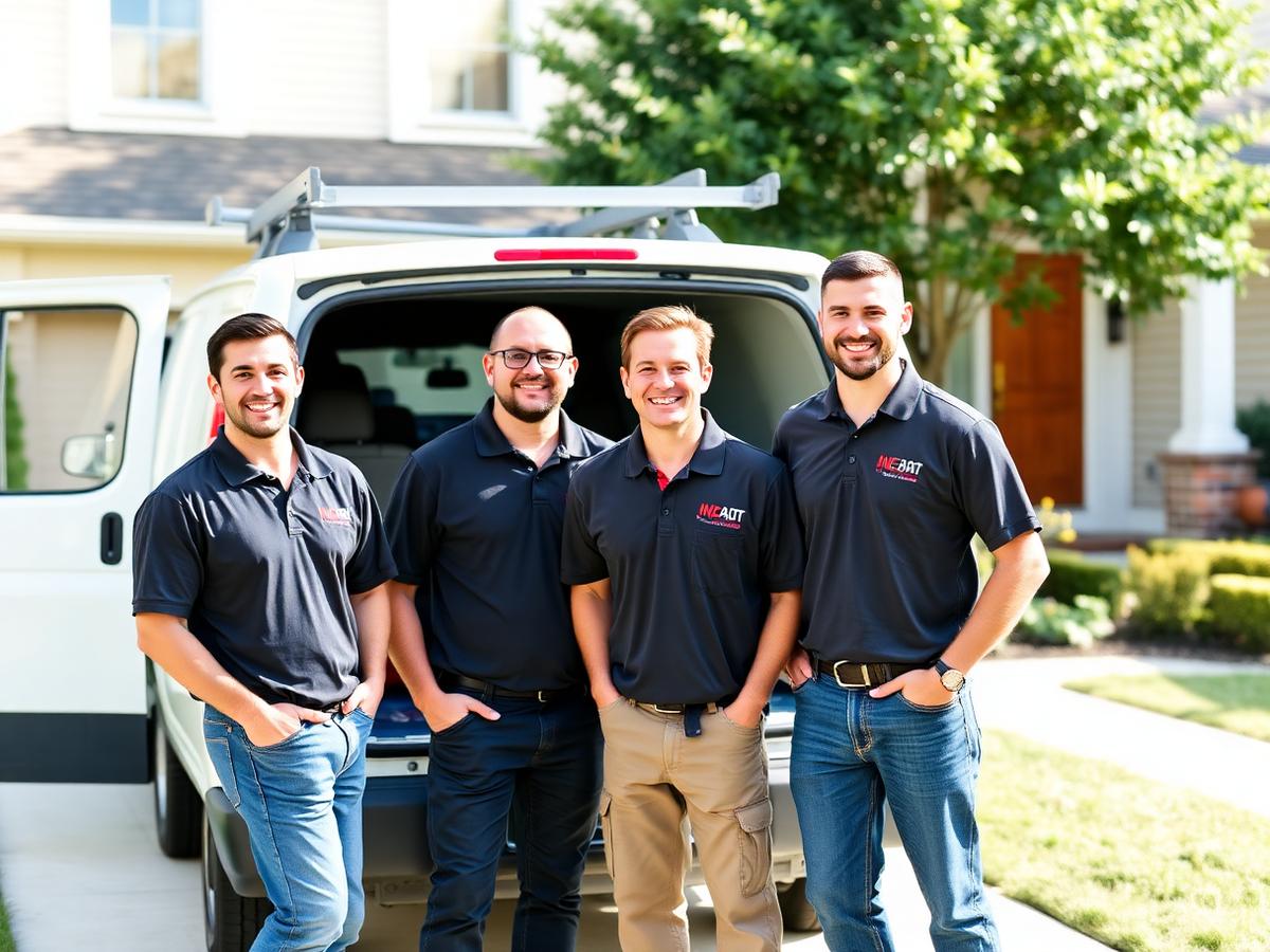 The N. Tex Illuminations installation team standing in front of their work van