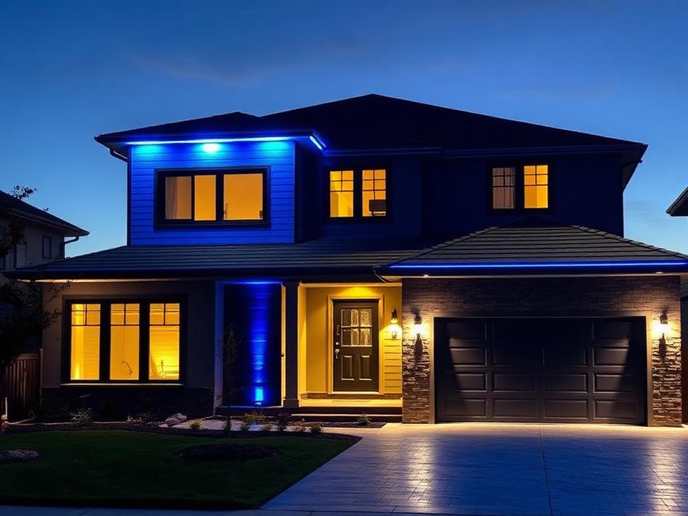 Home lit in blue team colors